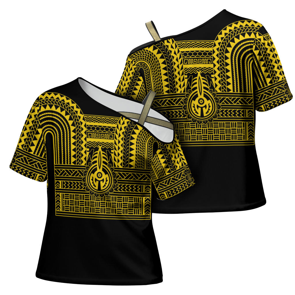 Philippines Filipinos Cross Shoulder Shirt Igorot Tribal Pattern Black LT05 - Polynesian Pride