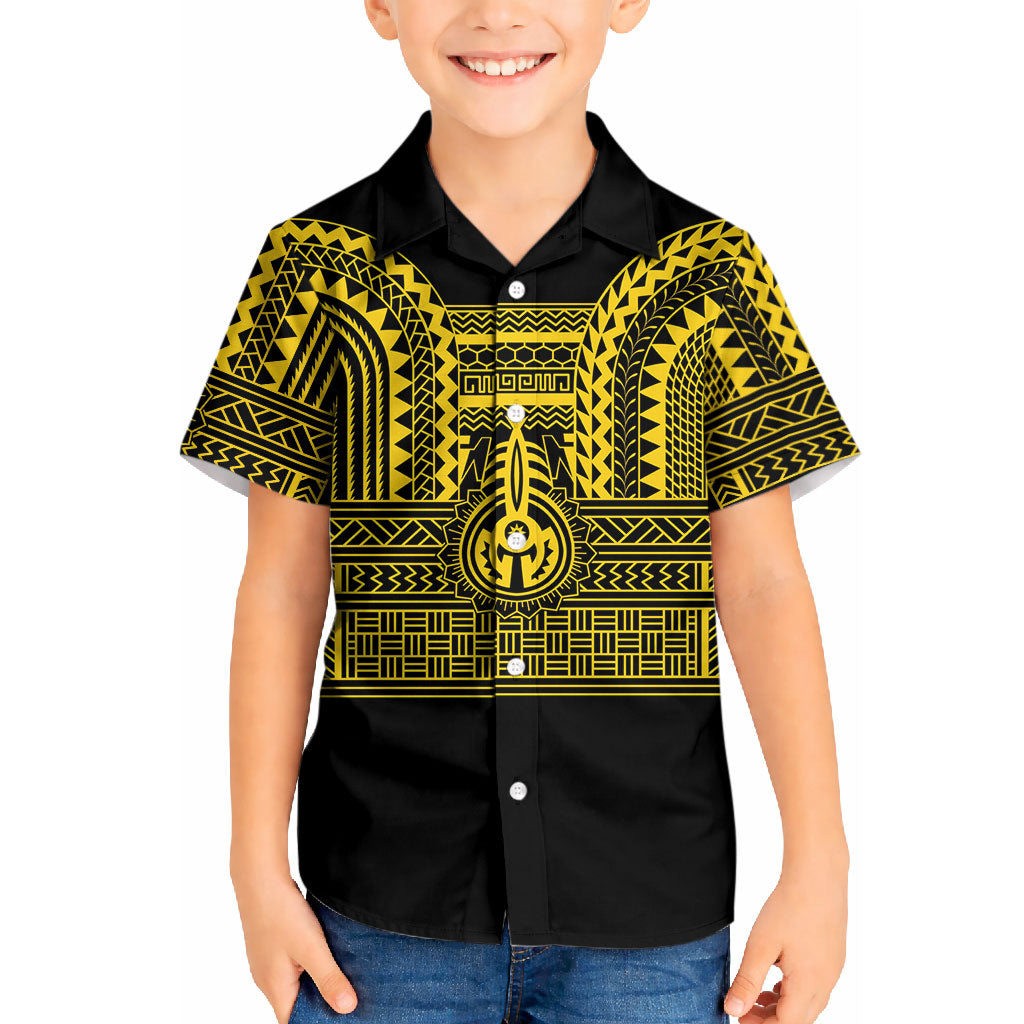 Philippines Filipinos Kid Hawaiian Shirt Igorot Tribal Pattern Black LT05 Kid Black - Polynesian Pride