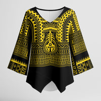 Philippines Filipinos Kimono Sleeve Blouse Igorot Tribal Pattern Black LT05 Female Black - Polynesian Pride