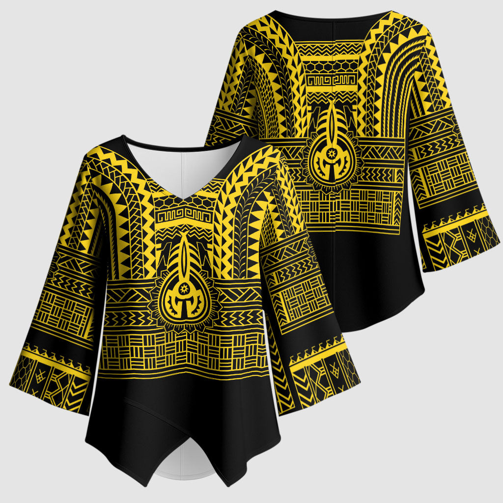 Philippines Filipinos Kimono Sleeve Blouse Igorot Tribal Pattern Black LT05 - Polynesian Pride