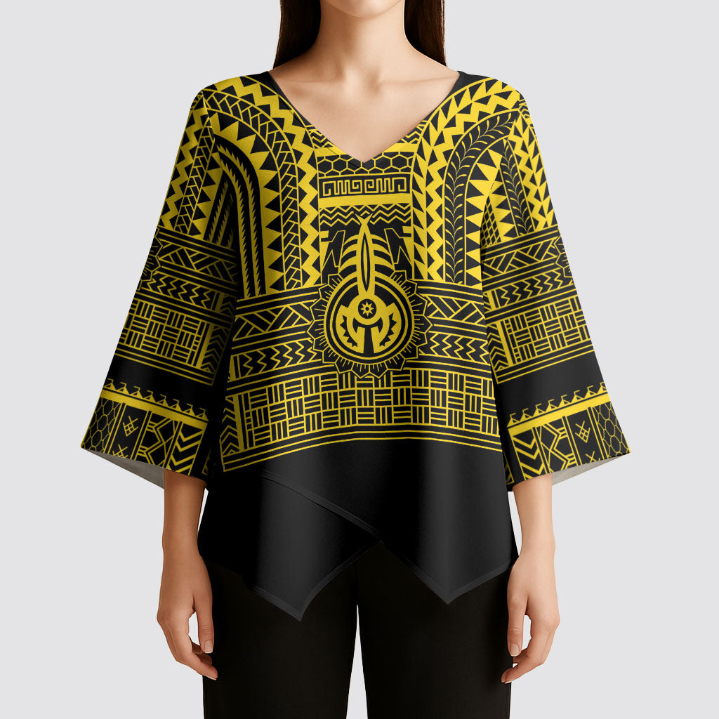 Philippines Filipinos Kimono Sleeve Blouse Igorot Tribal Pattern Black LT05 - Polynesian Pride