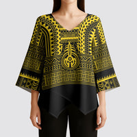 Philippines Filipinos Kimono Sleeve Blouse Igorot Tribal Pattern Black LT05 - Polynesian Pride
