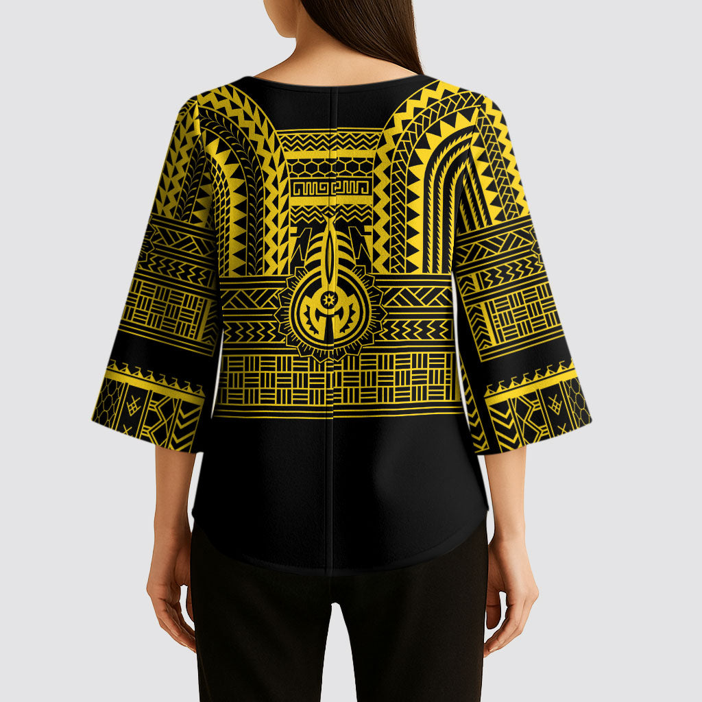 Philippines Filipinos Kimono Sleeve Blouse Igorot Tribal Pattern Black LT05 - Polynesian Pride