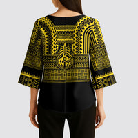 Philippines Filipinos Kimono Sleeve Blouse Igorot Tribal Pattern Black LT05 - Polynesian Pride