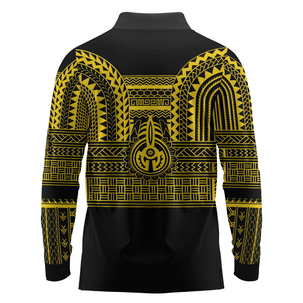 Philippines Filipinos Long Sleeve Polo Shirt Igorot Tribal Pattern Black LT05 - Polynesian Pride