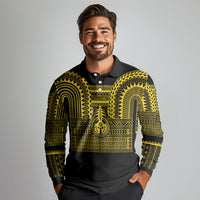 Philippines Filipinos Long Sleeve Polo Shirt Igorot Tribal Pattern Black LT05 - Polynesian Pride