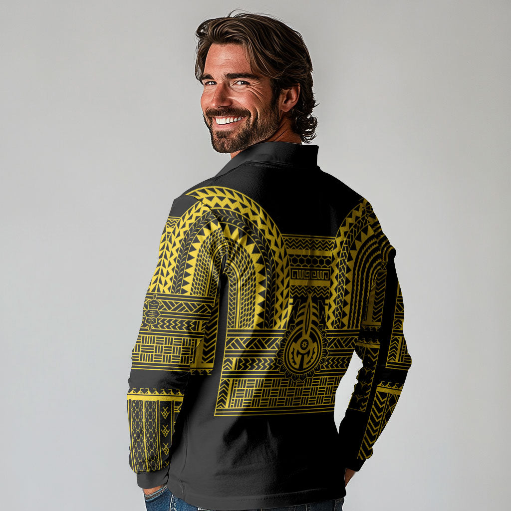 Philippines Filipinos Long Sleeve Polo Shirt Igorot Tribal Pattern Black LT05 - Polynesian Pride