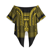 Philippines Filipinos Off Shoulder Wrap Waist Top Igorot Tribal Pattern Black LT05 Black - Polynesian Pride