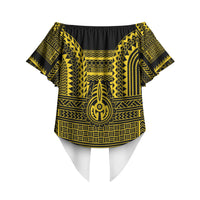 Philippines Filipinos Off Shoulder Wrap Waist Top Igorot Tribal Pattern Black LT05 - Polynesian Pride
