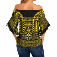Philippines Filipinos Off Shoulder Wrap Waist Top Igorot Tribal Pattern Black LT05 - Polynesian Pride