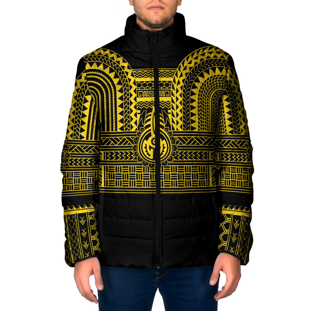 Philippines Filipinos Padded Jacket Igorot Tribal Pattern Black LT05 Men Black - Polynesian Pride