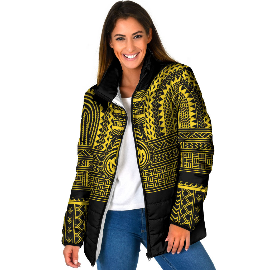 Philippines Filipinos Padded Jacket Igorot Tribal Pattern Black LT05 Women Black - Polynesian Pride