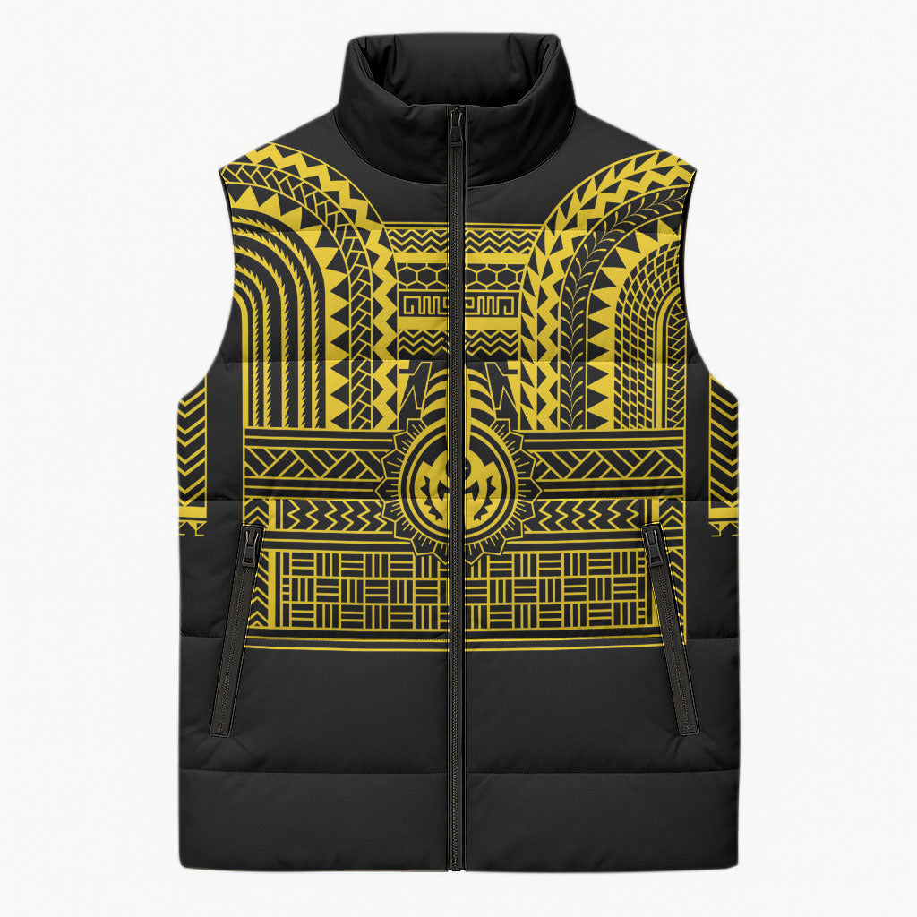 Philippines Filipinos Sleeveless Puffer Jacket Igorot Tribal Pattern Black LT05 Unisex Black - Polynesian Pride