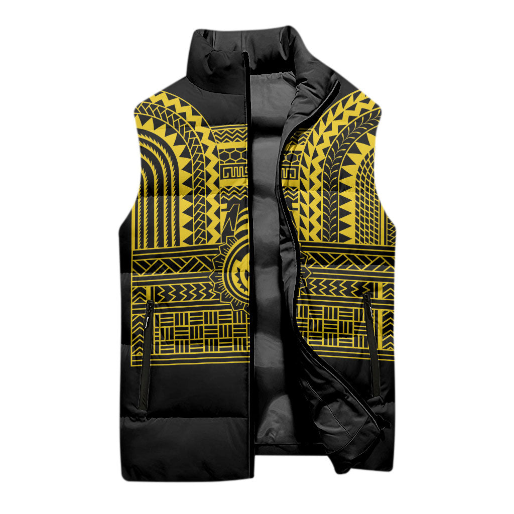 Philippines Filipinos Sleeveless Puffer Jacket Igorot Tribal Pattern Black LT05 - Polynesian Pride