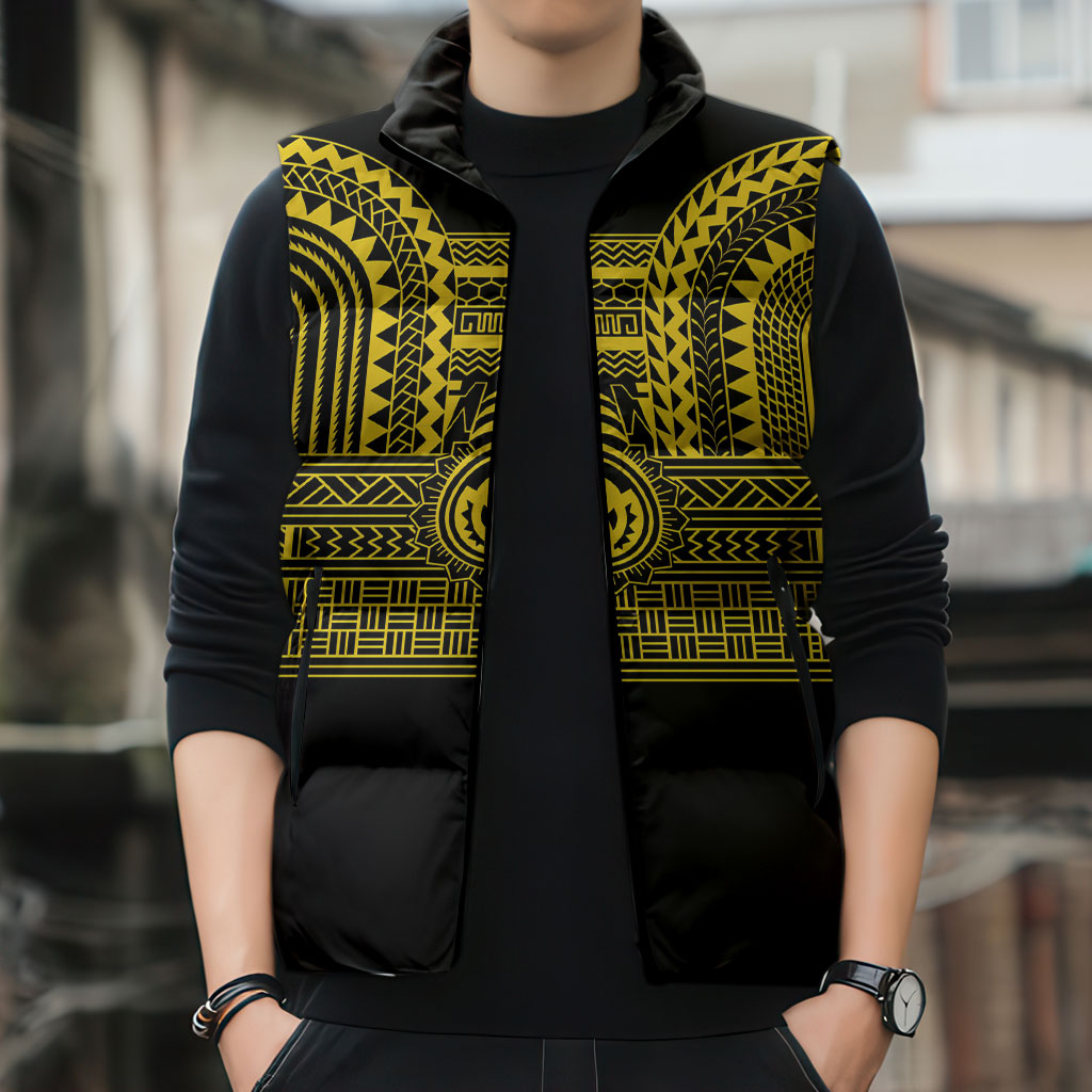 Philippines Filipinos Sleeveless Puffer Jacket Igorot Tribal Pattern Black LT05 - Polynesian Pride