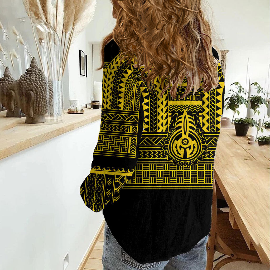 Philippines Filipinos Women Casual Shirt Igorot Tribal Pattern Black LT05 - Polynesian Pride