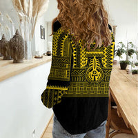 Philippines Filipinos Women Casual Shirt Igorot Tribal Pattern Black LT05 - Polynesian Pride