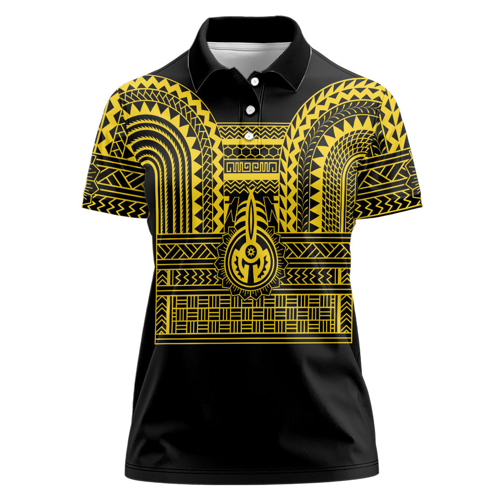Philippines Filipinos Women Polo Shirt Igorot Tribal Pattern Black LT05 Female Black - Polynesian Pride