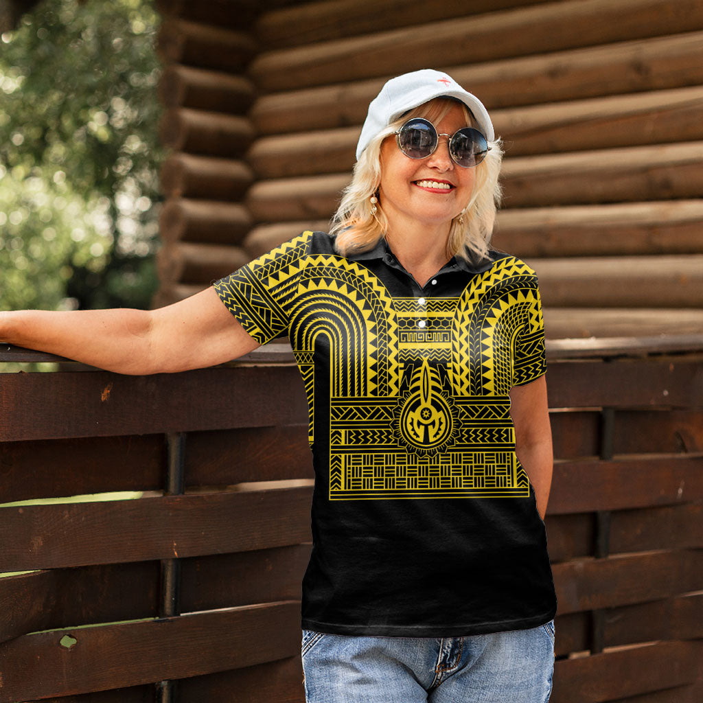 Philippines Filipinos Women Polo Shirt Igorot Tribal Pattern Black LT05 - Polynesian Pride