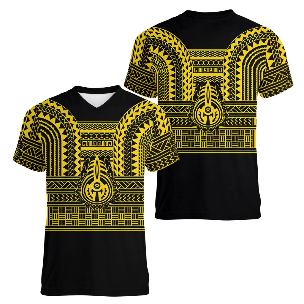 Philippines Filipinos Women V-Neck T-Shirt Igorot Tribal Pattern Black LT05 - Polynesian Pride