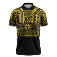Philippines Filipinos Zipper Polo Shirt Igorot Tribal Pattern Black LT05 Black - Polynesian Pride