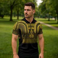 Philippines Filipinos Zipper Polo Shirt Igorot Tribal Pattern Black LT05 - Polynesian Pride