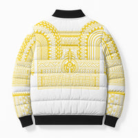Philippines Filipinos Bomber Puffer Jacket Igorot Tribal Pattern White LT05 - Polynesian Pride