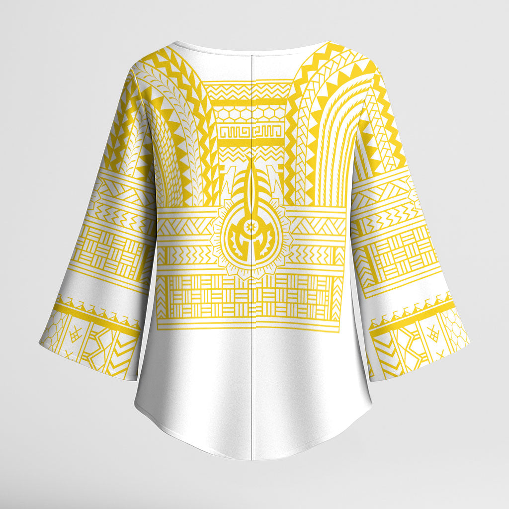 Philippines Filipinos Kimono Sleeve Blouse Igorot Tribal Pattern White LT05 - Polynesian Pride