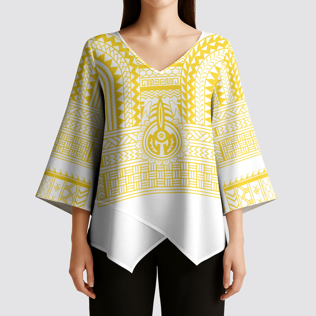 Philippines Filipinos Kimono Sleeve Blouse Igorot Tribal Pattern White LT05 - Polynesian Pride