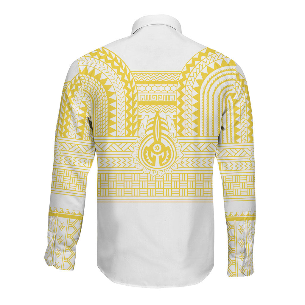Philippines Filipinos Long Sleeve Button Shirt Igorot Tribal Pattern White LT05 - Polynesian Pride