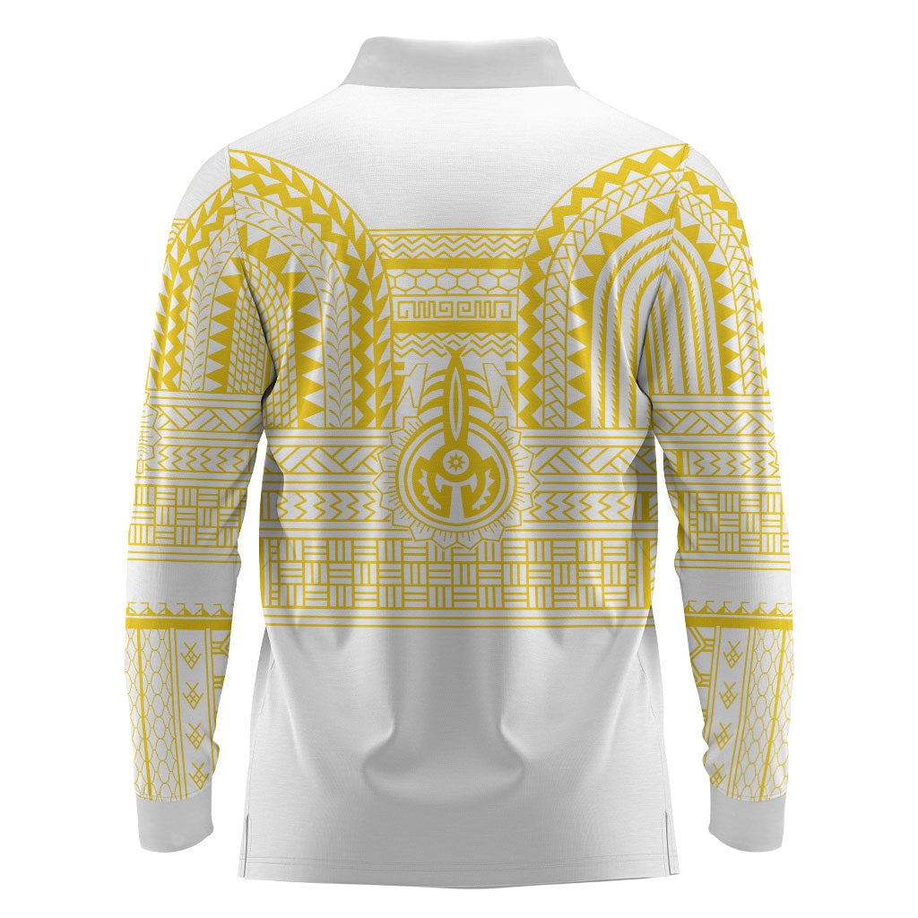 Philippines Filipinos Long Sleeve Polo Shirt Igorot Tribal Pattern White LT05 - Polynesian Pride