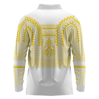 Philippines Filipinos Long Sleeve Polo Shirt Igorot Tribal Pattern White LT05 - Polynesian Pride