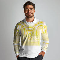 Philippines Filipinos Long Sleeve Polo Shirt Igorot Tribal Pattern White LT05 - Polynesian Pride