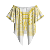 Philippines Filipinos Off Shoulder Wrap Waist Top Igorot Tribal Pattern White LT05 White - Polynesian Pride