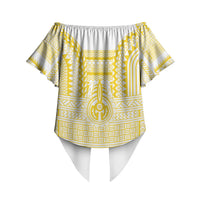 Philippines Filipinos Off Shoulder Wrap Waist Top Igorot Tribal Pattern White LT05 - Polynesian Pride