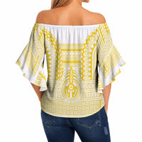 Philippines Filipinos Off Shoulder Wrap Waist Top Igorot Tribal Pattern White LT05 - Polynesian Pride