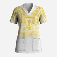 Philippines Filipinos Scrub Top Igorot Tribal Pattern White LT05 Adult White - Polynesian Pride