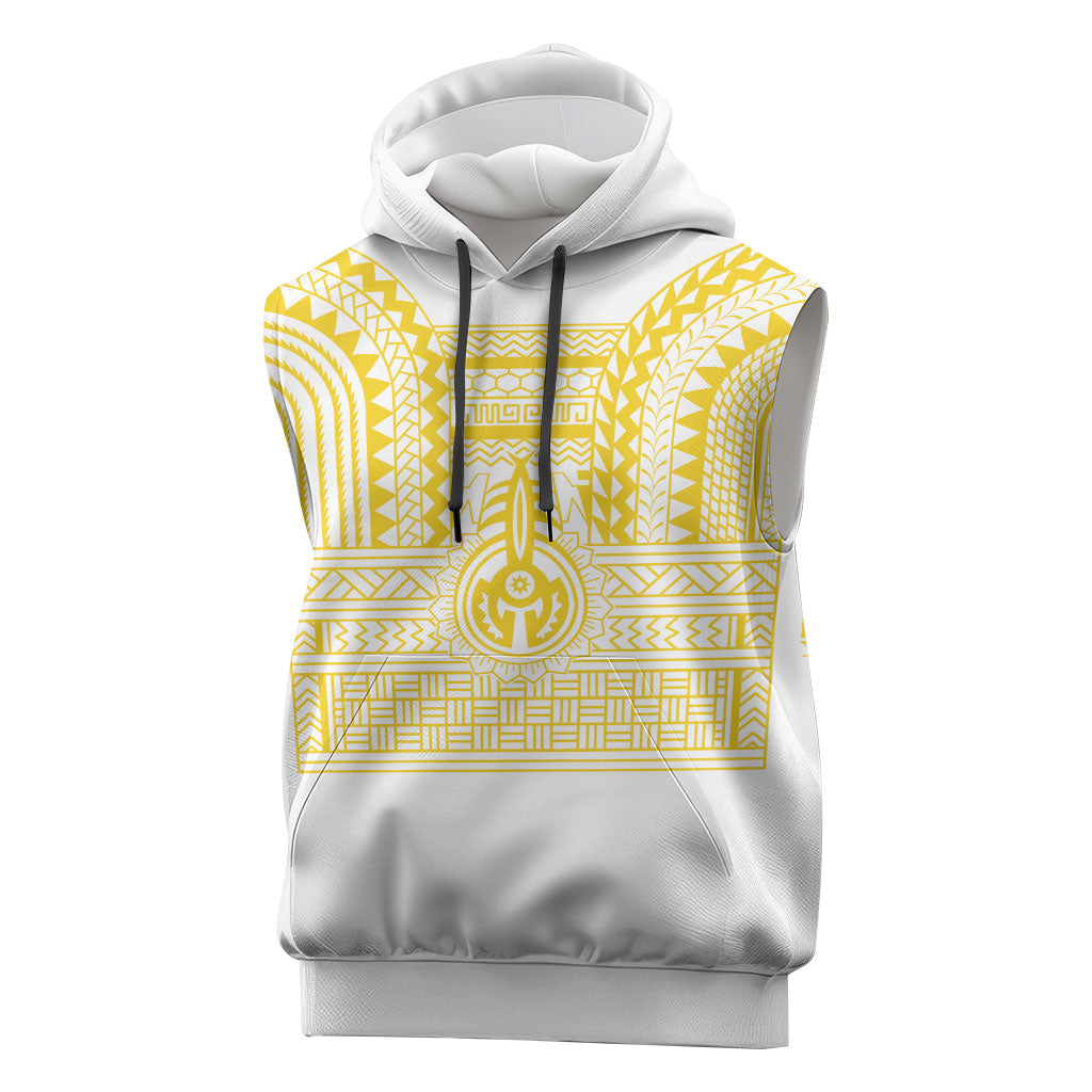 Philippines Filipinos Sleeveless Hoodie Igorot Tribal Pattern White LT05 White - Polynesian Pride
