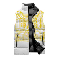Philippines Filipinos Sleeveless Puffer Jacket Igorot Tribal Pattern White LT05 - Polynesian Pride