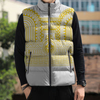 Philippines Filipinos Sleeveless Puffer Jacket Igorot Tribal Pattern White LT05 - Polynesian Pride