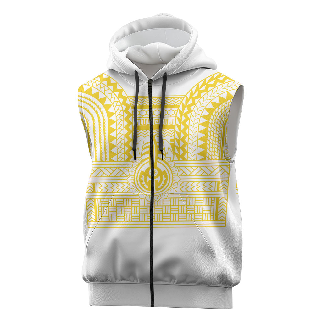 Philippines Filipinos Sleeveless Zip Hoodie Igorot Tribal Pattern White LT05 White - Polynesian Pride