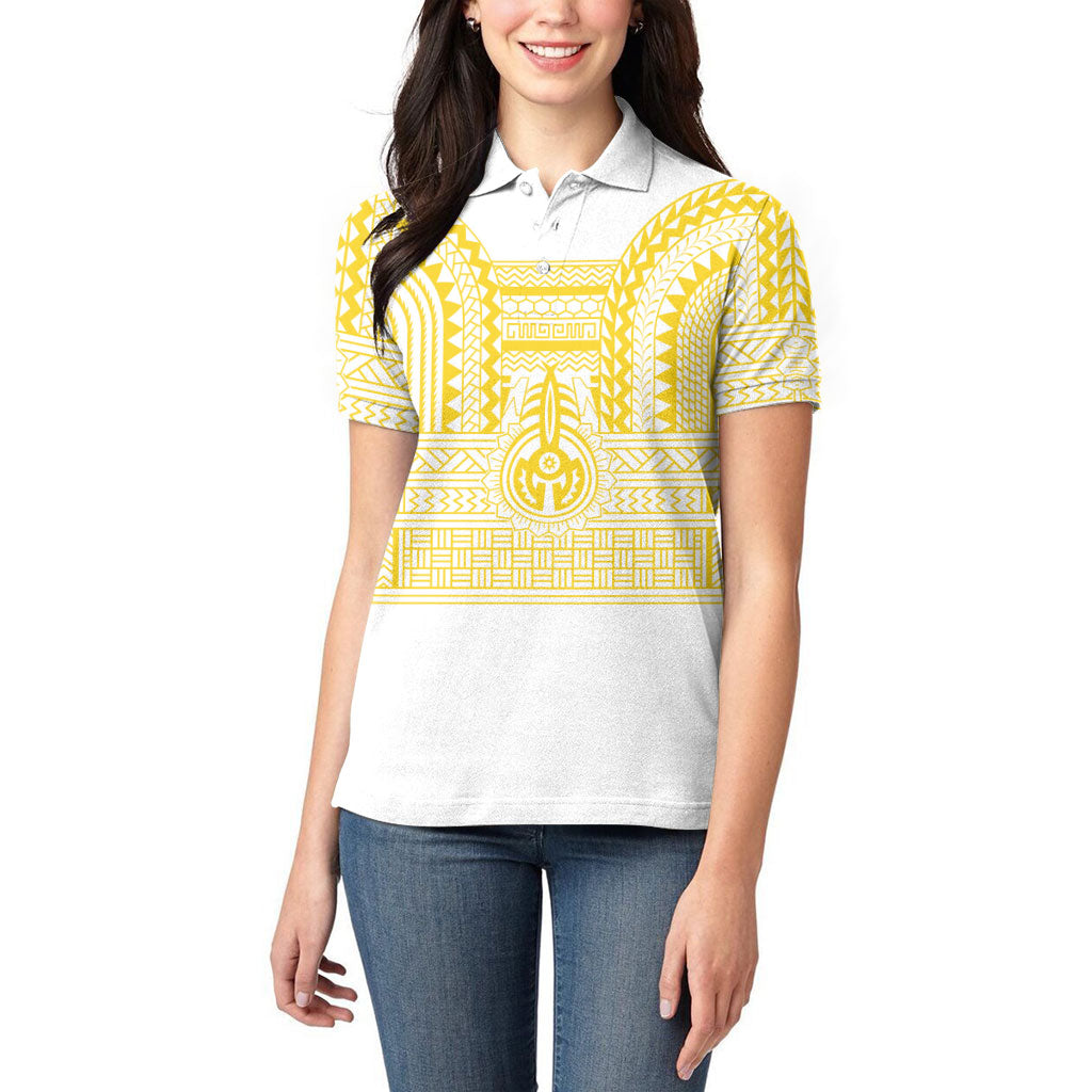 Philippines Filipinos Women Polo Shirt Igorot Tribal Pattern White LT05 - Polynesian Pride