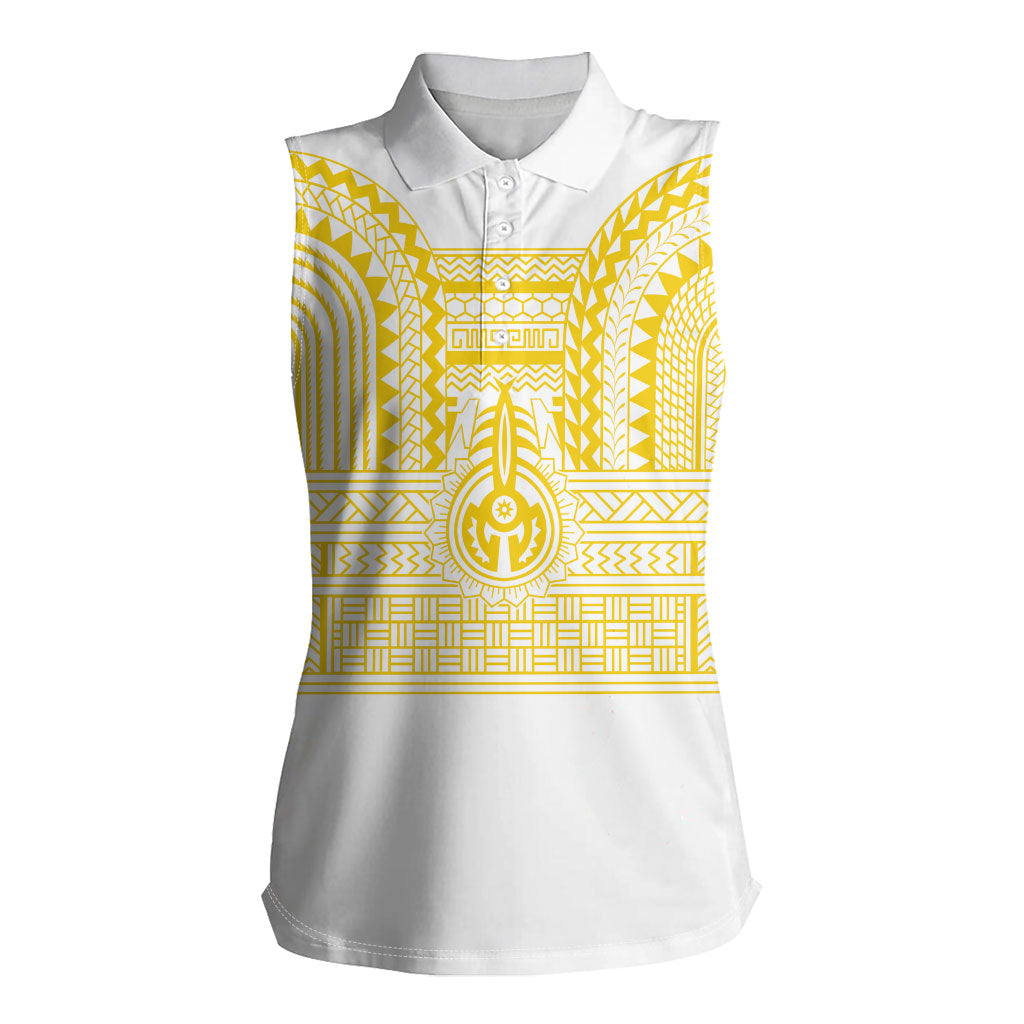 Philippines Filipinos Women Sleeveless Polo Shirt Igorot Tribal Pattern White LT05 Female White - Polynesian Pride