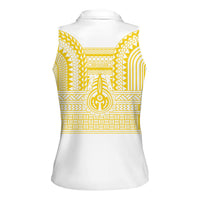 Philippines Filipinos Women Sleeveless Polo Shirt Igorot Tribal Pattern White LT05 - Polynesian Pride