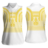 Philippines Filipinos Women Sleeveless Polo Shirt Igorot Tribal Pattern White LT05 - Polynesian Pride