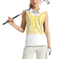 Philippines Filipinos Women Sleeveless Polo Shirt Igorot Tribal Pattern White LT05 - Polynesian Pride