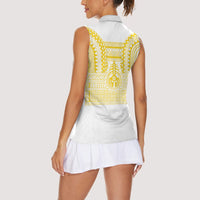 Philippines Filipinos Women Sleeveless Polo Shirt Igorot Tribal Pattern White LT05 - Polynesian Pride