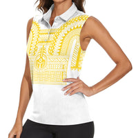 Philippines Filipinos Women Sleeveless Polo Shirt Igorot Tribal Pattern White LT05 - Polynesian Pride