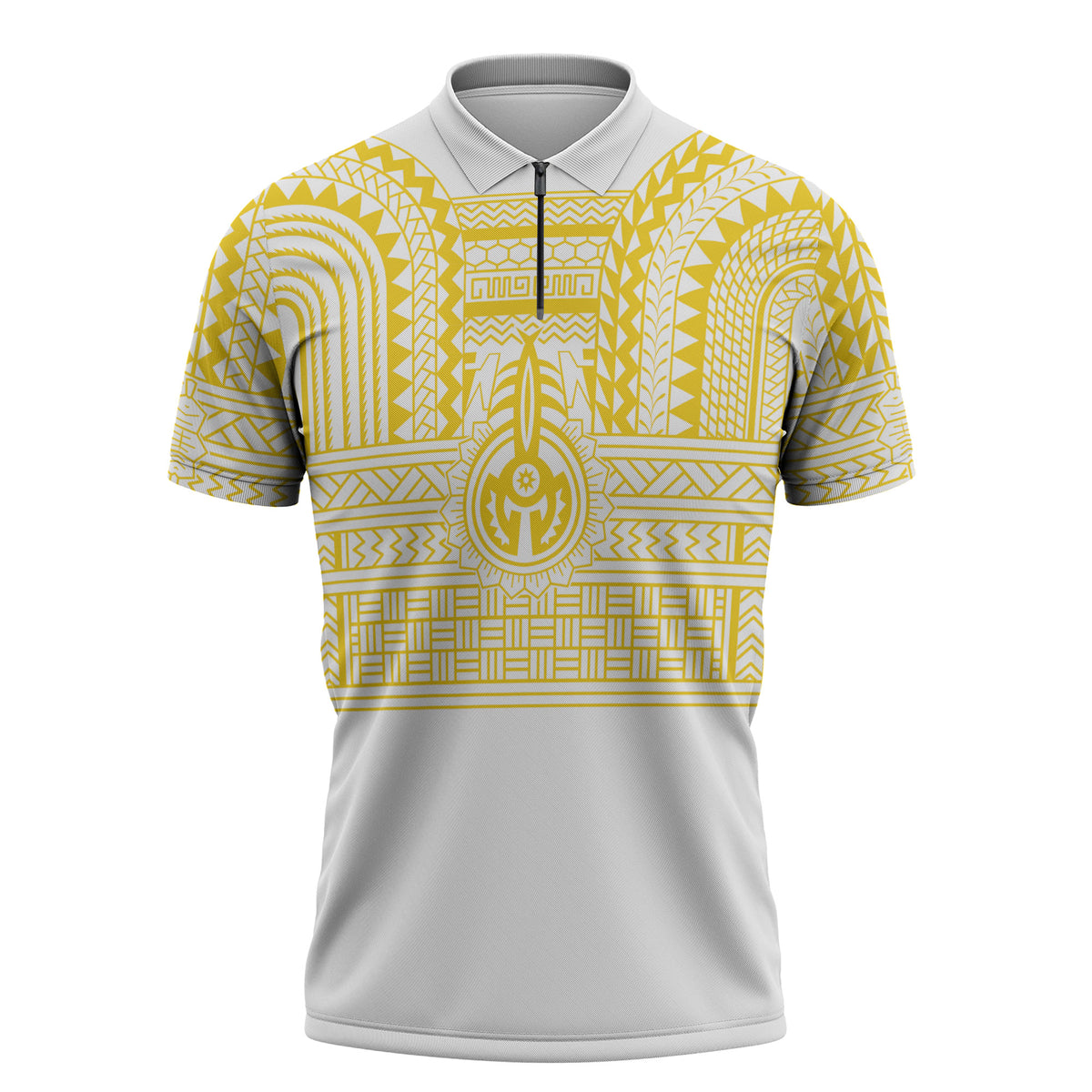 Philippines Filipinos Zipper Polo Shirt Igorot Tribal Pattern White LT05 White - Polynesian Pride
