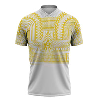 Philippines Filipinos Zipper Polo Shirt Igorot Tribal Pattern White LT05 White - Polynesian Pride